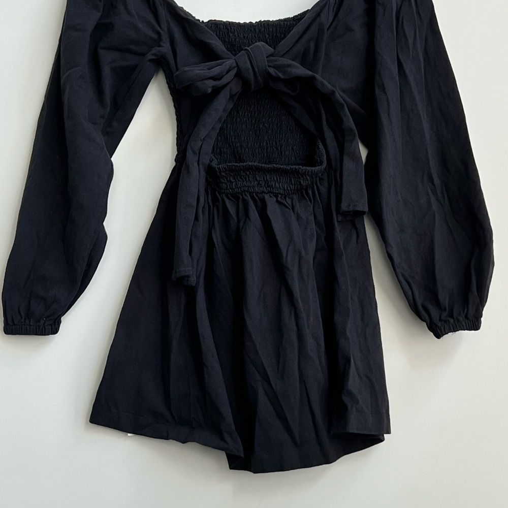Free People Beach Colette Convertible Smocked Mini Dress Black boho cottage - Picture 9 of 16